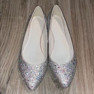Crystal and Iridescent Stone Ballet Flats